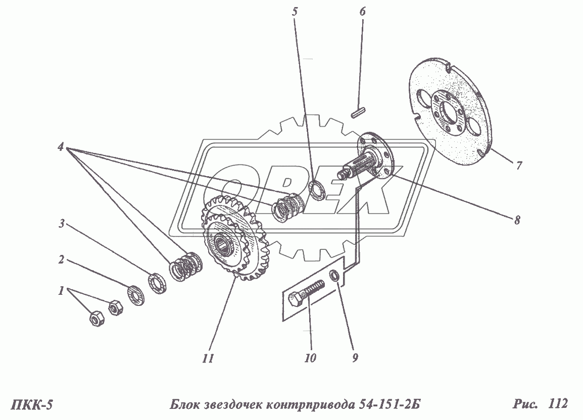 Блок звездочек контрпривода 54-151-2Б 1